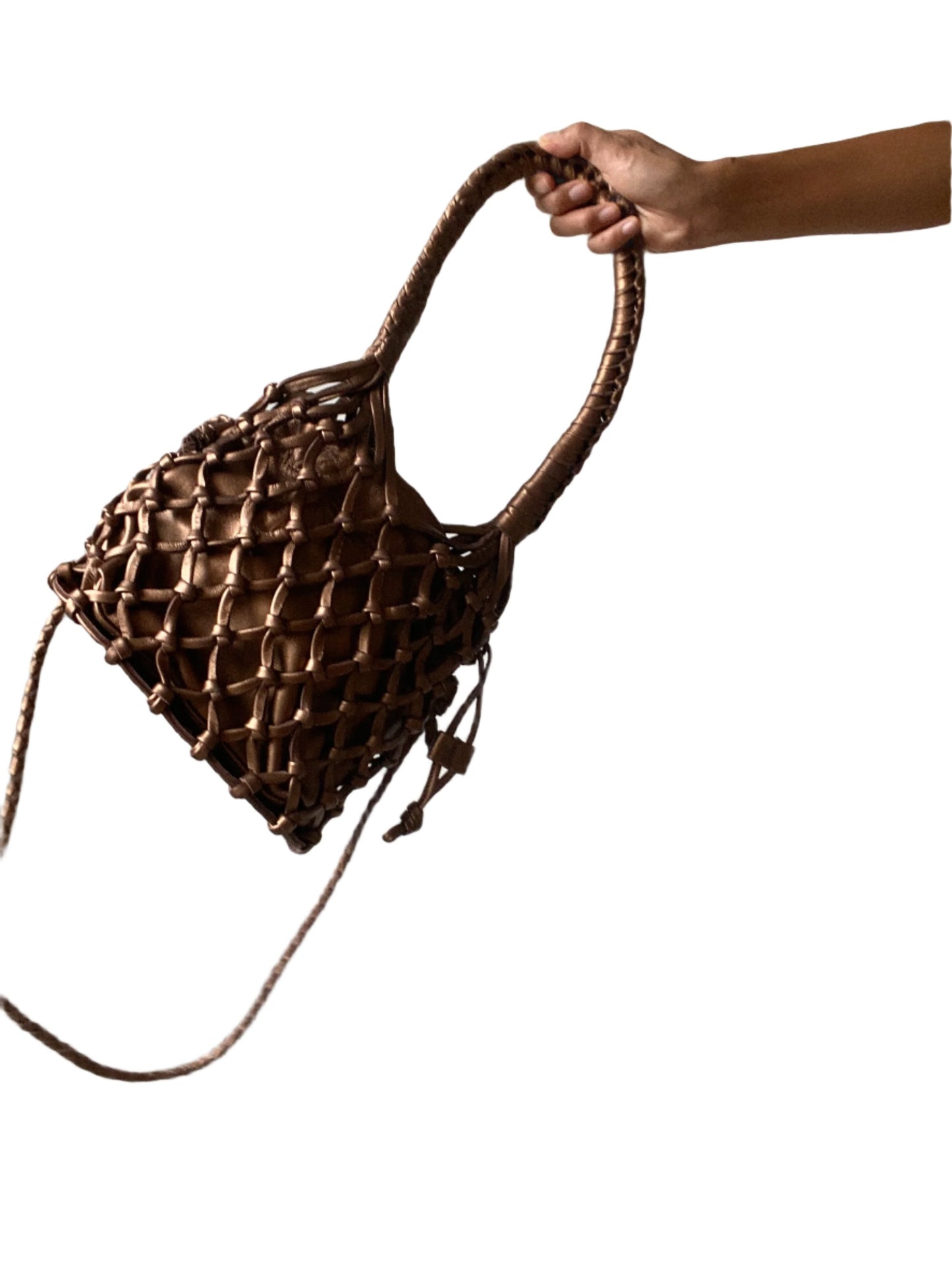 Maia Leather Net Purse in Bronze