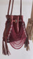 Gold Sand Mini Beaded Bucket Bag