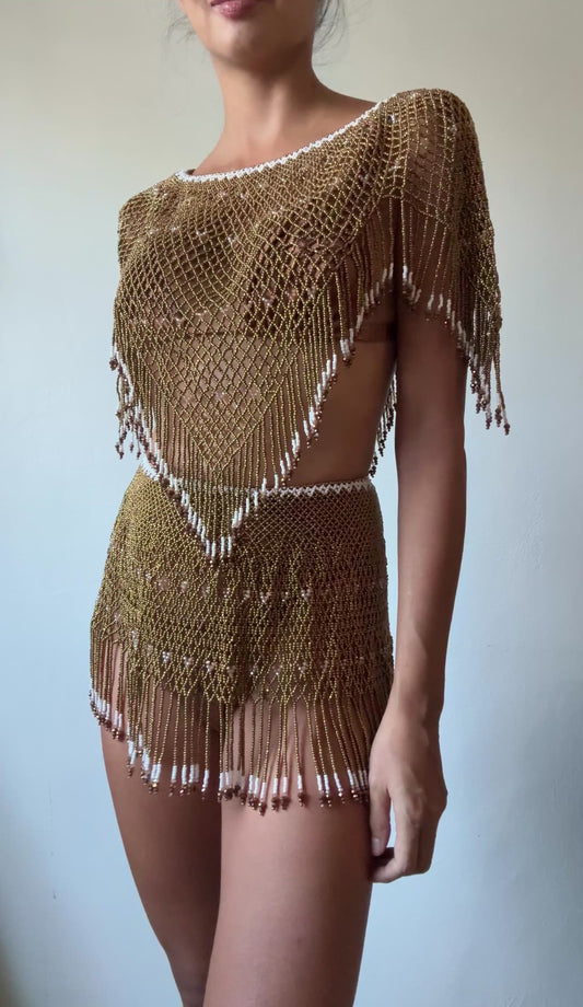 ATHENA Beaded Skirt Only in Gold